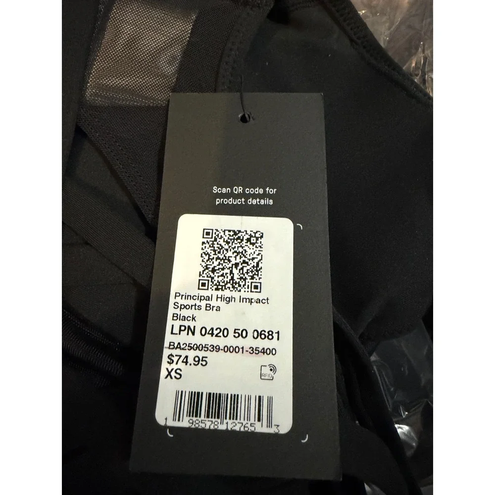 Fabletics Principal High Impact Sports Bra Black XS‎ Strappy Mesh Yoga Gym Chic